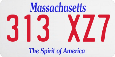 MA license plate 313XZ7