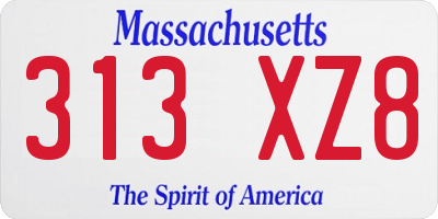 MA license plate 313XZ8
