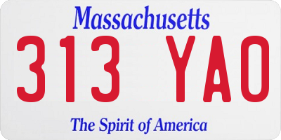 MA license plate 313YA0