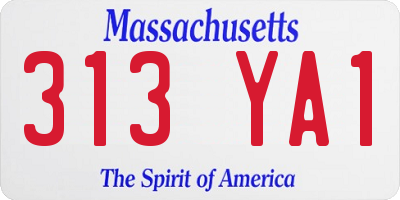 MA license plate 313YA1