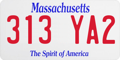 MA license plate 313YA2