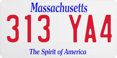 MA license plate 313YA4