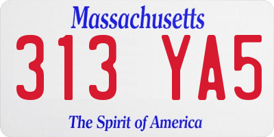 MA license plate 313YA5