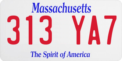 MA license plate 313YA7