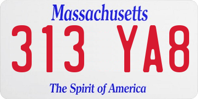 MA license plate 313YA8
