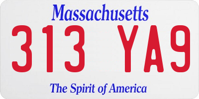 MA license plate 313YA9