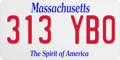 MA license plate 313YB0