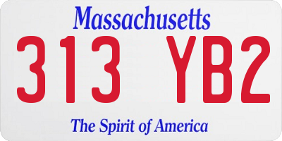 MA license plate 313YB2