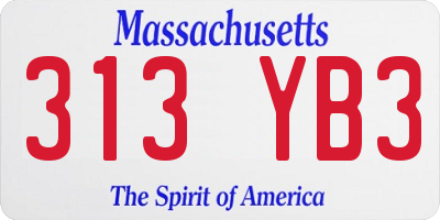 MA license plate 313YB3