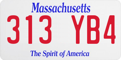 MA license plate 313YB4