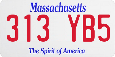 MA license plate 313YB5