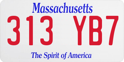 MA license plate 313YB7