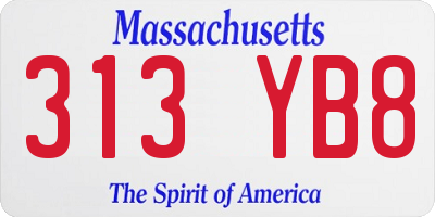 MA license plate 313YB8