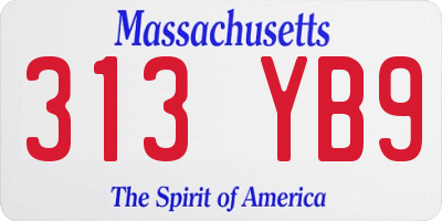 MA license plate 313YB9