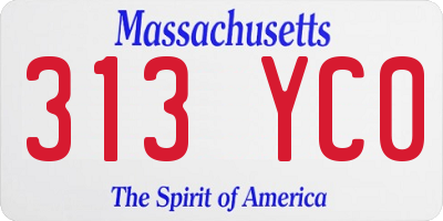 MA license plate 313YC0
