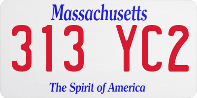 MA license plate 313YC2