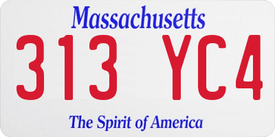 MA license plate 313YC4