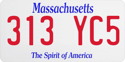 MA license plate 313YC5