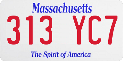 MA license plate 313YC7