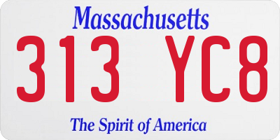 MA license plate 313YC8