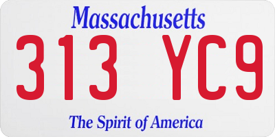 MA license plate 313YC9