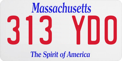 MA license plate 313YD0