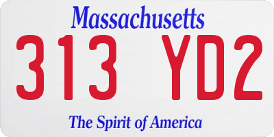 MA license plate 313YD2