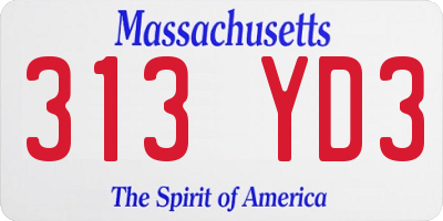 MA license plate 313YD3