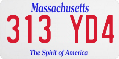 MA license plate 313YD4