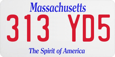 MA license plate 313YD5