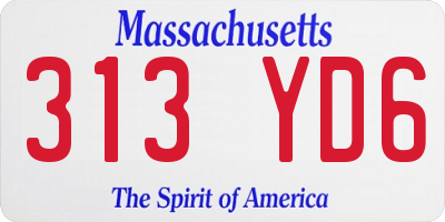 MA license plate 313YD6