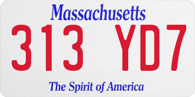 MA license plate 313YD7