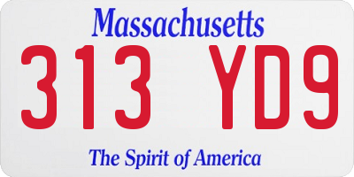 MA license plate 313YD9