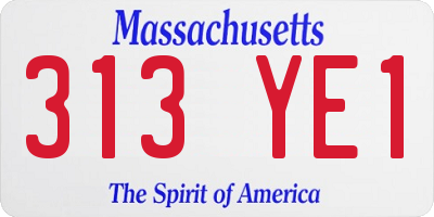 MA license plate 313YE1