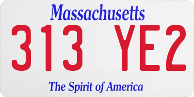 MA license plate 313YE2