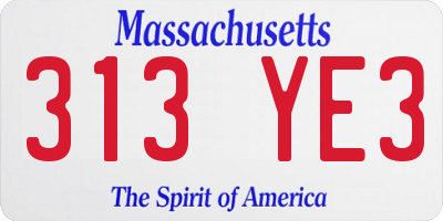 MA license plate 313YE3