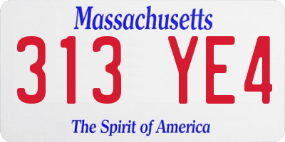 MA license plate 313YE4