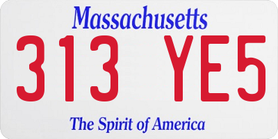 MA license plate 313YE5