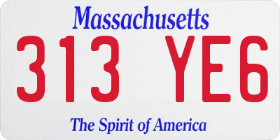 MA license plate 313YE6