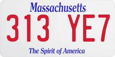 MA license plate 313YE7