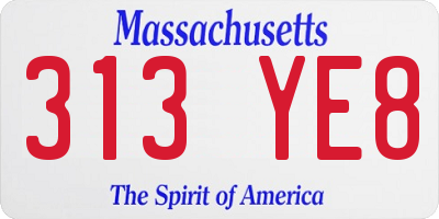 MA license plate 313YE8