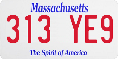 MA license plate 313YE9