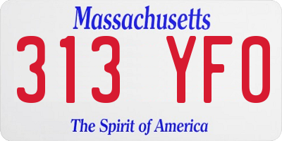MA license plate 313YF0