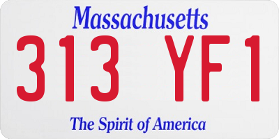 MA license plate 313YF1