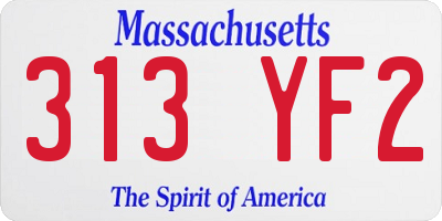 MA license plate 313YF2