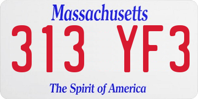 MA license plate 313YF3