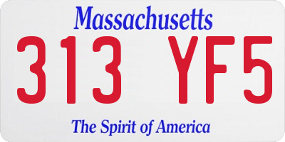 MA license plate 313YF5