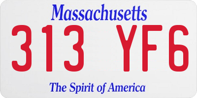 MA license plate 313YF6