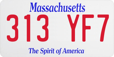 MA license plate 313YF7