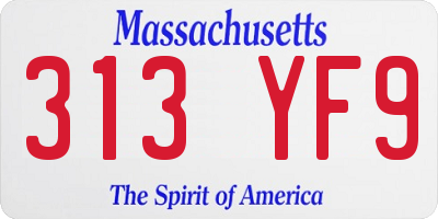 MA license plate 313YF9
